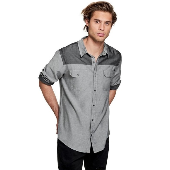 Guess Kenny Men's Chambray Shirt SZ XS - Picture 1 of 3